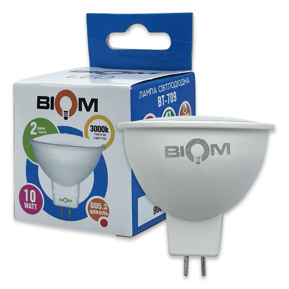 [3_3132] Світлодіодна лампа Biom BT-709 MR16 10W GU5.3 3000К матова