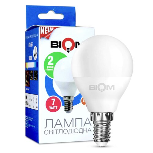 [3_2346] Свiтлодiодна лампа Biom BT-565 G45 7W E14 3000К матова