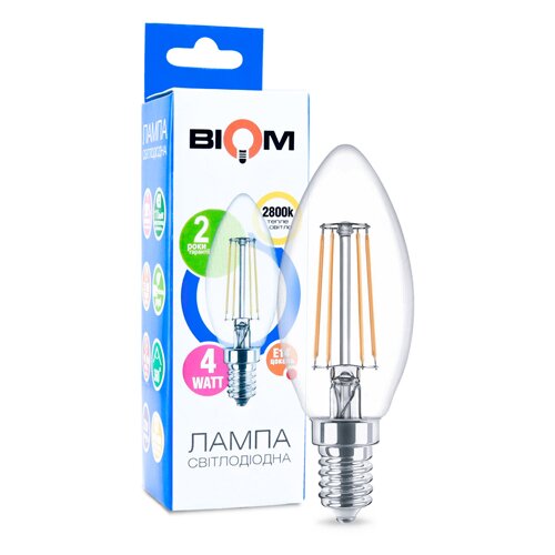 [3_2395] Свiтлодiодна лампа Biom FL-305 C37 4W E14 2800K