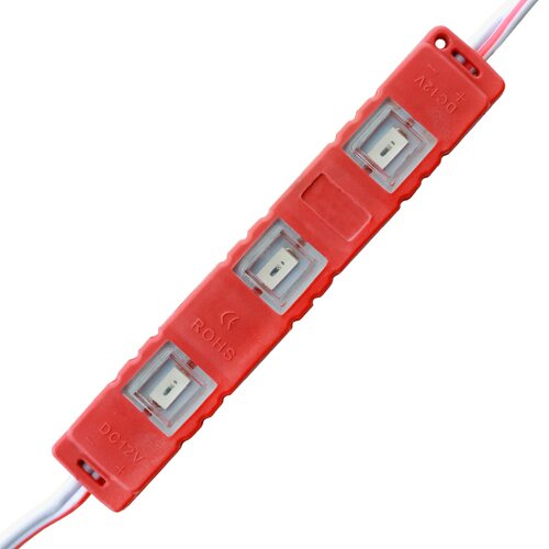 [3_2402] Світлодіодний модуль BRT M2 5630-3 led R 1,2W, 12В, IP65 червоний закритий з лінзою
