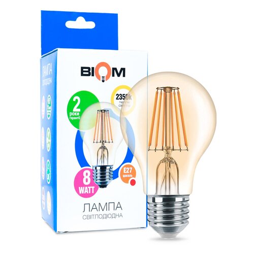 [3_2415] Світлодіодна лампа Biom FL-411 A60 8W E27 2350K Amber