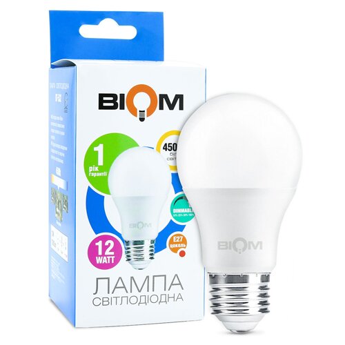 [3_2454] Світлодіодна лампа Biom BT-532 A60 12W E27 4500К switch dimmable матова