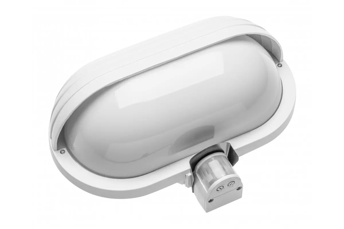 Світильник GTV KACROO з захистом та датчиком руху, max.60W, E27, 180°, IP40, білий