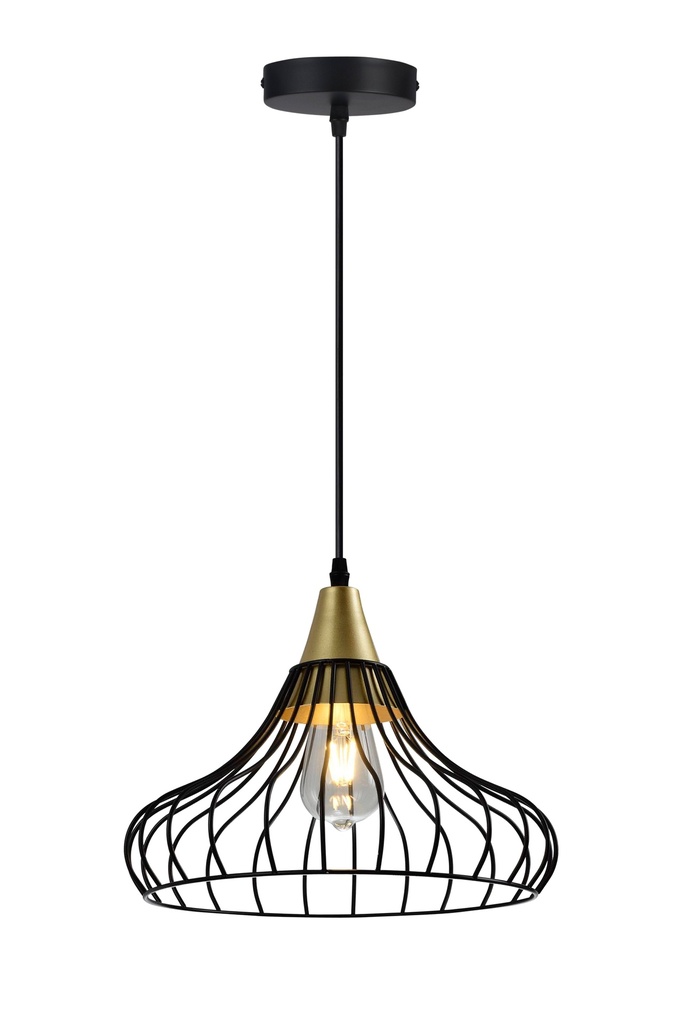 [6_20726] Підвісний світильник GTV decor LOTTE, d33cm, чорний/золотий (OS-LOT-11-DEC)
