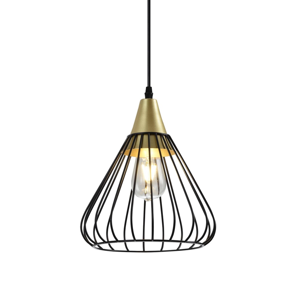 [6_20733] Підвісний світильник GTV decor TESS, E27, IP20, d24cm, чорний/золотий (OS-TESS-11-DEC)