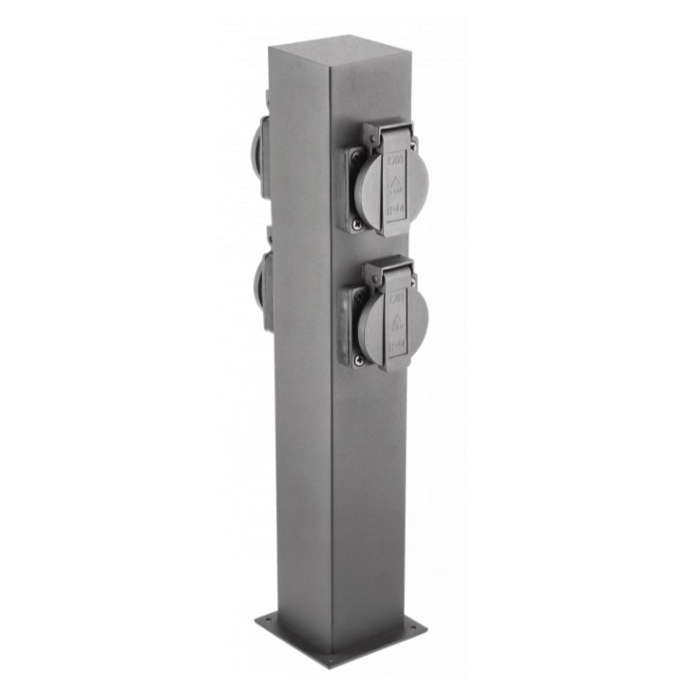 [6_22126] Стовпчик садовий GTV LARGO-P 36, IP54, AC220-240V, 4*розетки Schucko, max.3500W, графіт (OS-LARGP36G-30)