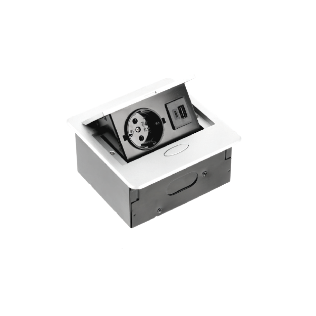 [6_26079] Вбудована меблева розетка GTV AVARO, 1x розетка Schuko, USB A+C, кабель 1,5 м, біла (AE-PB1SAVA-10N)