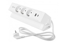 Меблева розетка GTV BASCO, 3хSHUKO, USB A+C, кабель 1.5 м, білий
